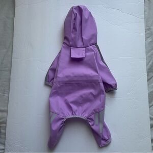 NWOT Light Purple Hooded Dog Raincoat with Reflective Stripes for Small Dogs